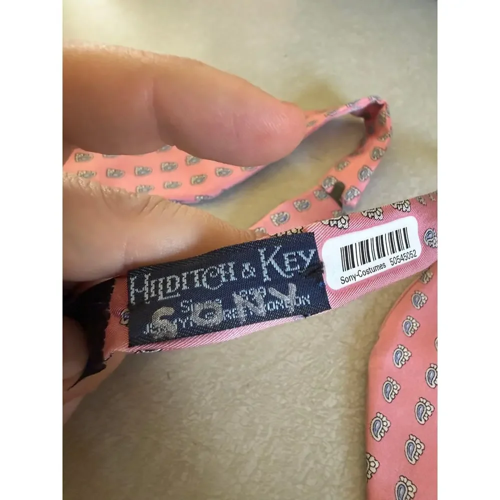 Vintage Hilditch & Key Pink Silk Bow Tie London